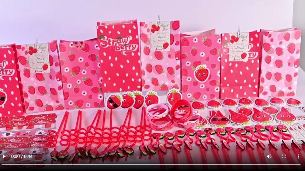 Amazon.com: PLOUGVI 208PCS Strawberry Party Favors, Berry First